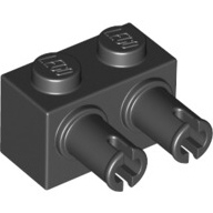 Lego kostka (kostička) 1x2 s piny, černá (6269869, 6276875)